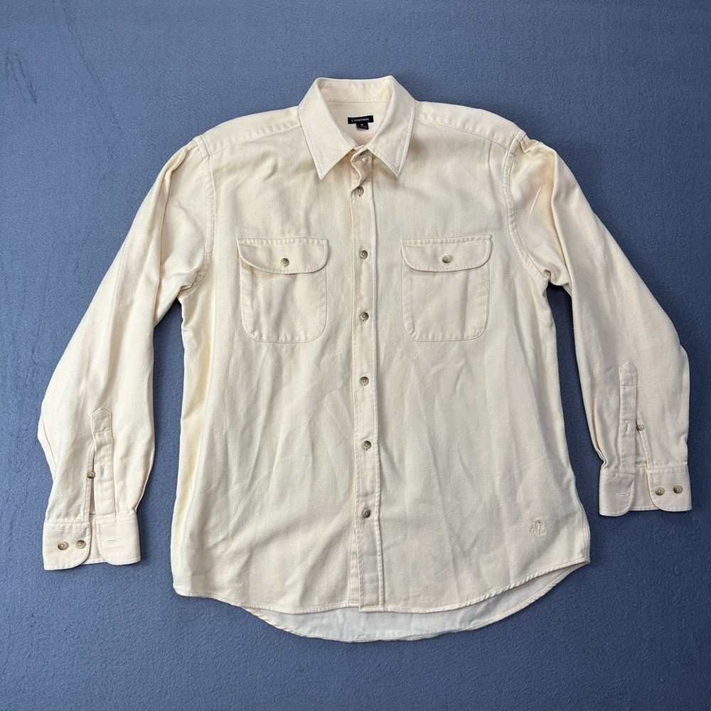 The J Peterman Company Mens Medium Yellow 100% Cotton Button Down Shirt Shacket